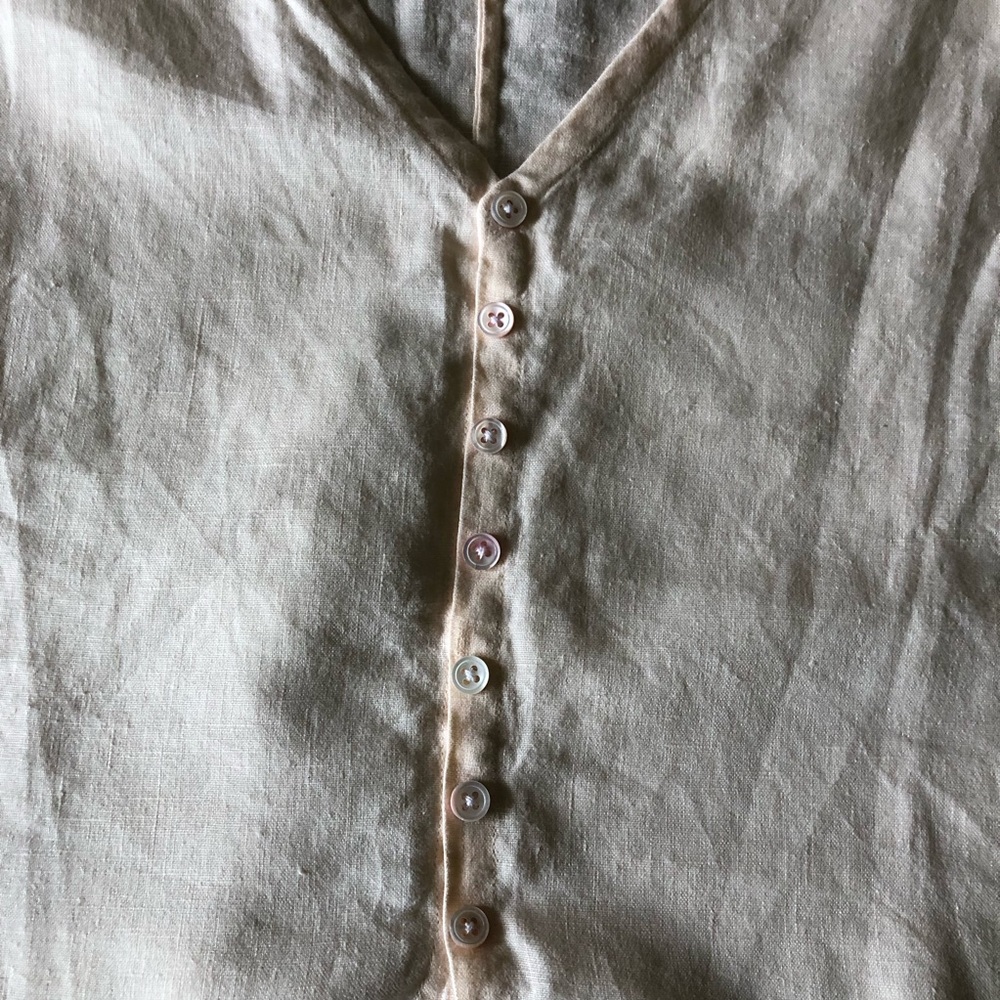 100% Linen Boxy Cropped Short Sleeve Top - Handmade - Picture 6 of 7
